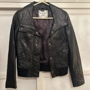 GUESS JEANS Genuine Black Leather Jacket